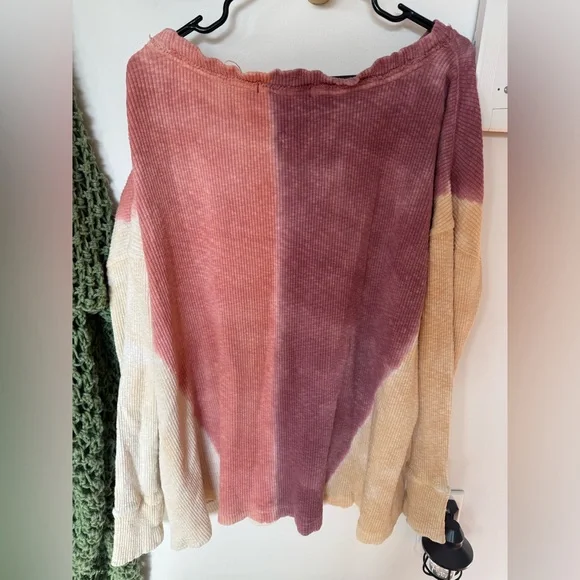 Free People Logan Long Sleeve Top in Pink and Cream - Picture 8 of 8
